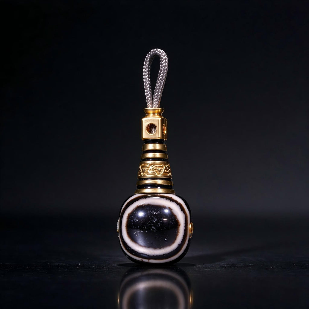 ST-19 | Black Guru Bead with Copper Detail - 13.6 mm