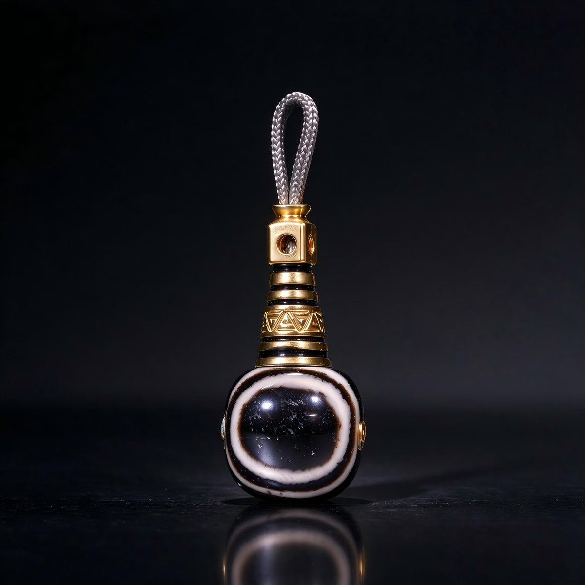 ST-19 | Black Guru Bead with Copper Detail - 13.6 mm