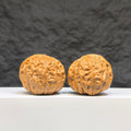 Miniature Wenwan Walnut pair with small pumpkin design, crafted by Wenwan Art, measuring 38x40mm, detailed and polished.