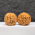 Yuhua Stone Wenwan walnut pair from Wenwan Art, 37mm x 34mm, featuring intricate natural stone patterns and smooth polished surfaces.