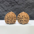 Pair of Peach Heart Xiayunling Wenwan walnuts from Wenwan Art, 38mm x 35mm, showcasing smooth, polished walnut with natural wood grain.