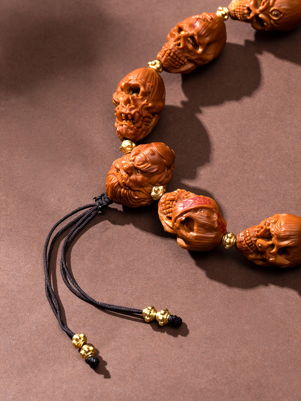 [Master Shan Chunyang] Handcarved Olive Pit Bracelet - "Night Parade of One Hundred Demons" (Skull & Demon Motifs) | 單春陽手作 橄欖核雕手串「百鬼夜行」暗黑文玩重器