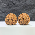 Pair of Wenwan Art Apple Garden Peach Heart Concave Base Wenwan walnuts, 40mm x 37mm, deep-base with detailed natural walnut grain