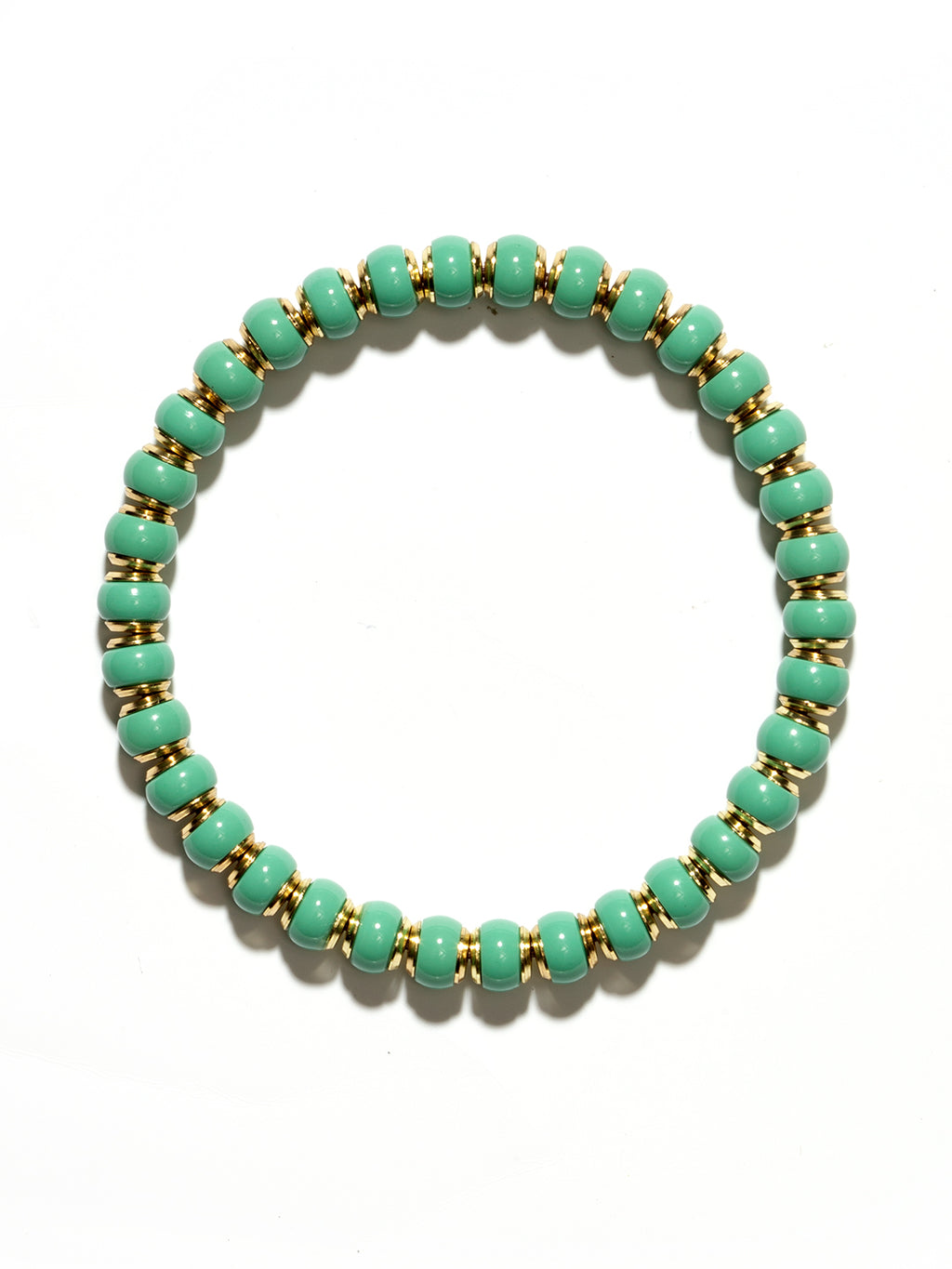 [Zen Collection] "Lumière" Turquoise Bead Bracelet w/ 18K Gold-Plated Brass Spacers (7mm) | 琉光綠松石手串 7mm 銅鍍金隔片 優雅疊戴時尚手鍊