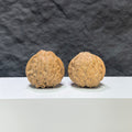 Wenwan Art Golden Toad Vessel Pocket miniature Wenwan walnut pair, detailed carvings, 34mm x 37mm, collectible art piece.