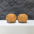 Golden Toad Vessel and Heaven Devouring Beast Wenwan walnuts pair, 36x37mm, crafted by Wenwan Art, featuring intricate carved details.
