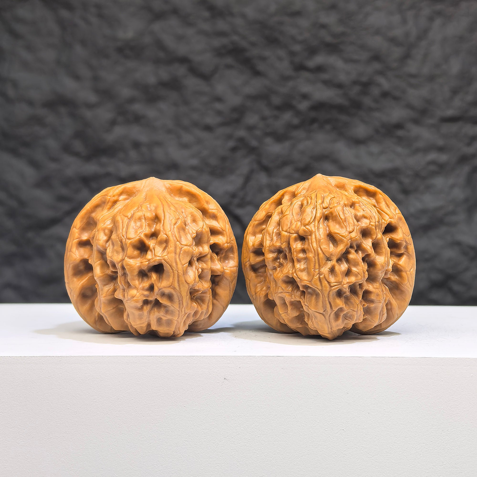 Authentic Wild Wenwan Walnut pair from Wenwan Art, featuring natural wood grain and unique markings, 37mm x 39mm size.