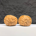 Pair of Wenwan Art Concave Base Pumpkin Pier Wenwan walnuts, deep-base with 40mm x 42mm size, natural stone, detailed craftsmanship.