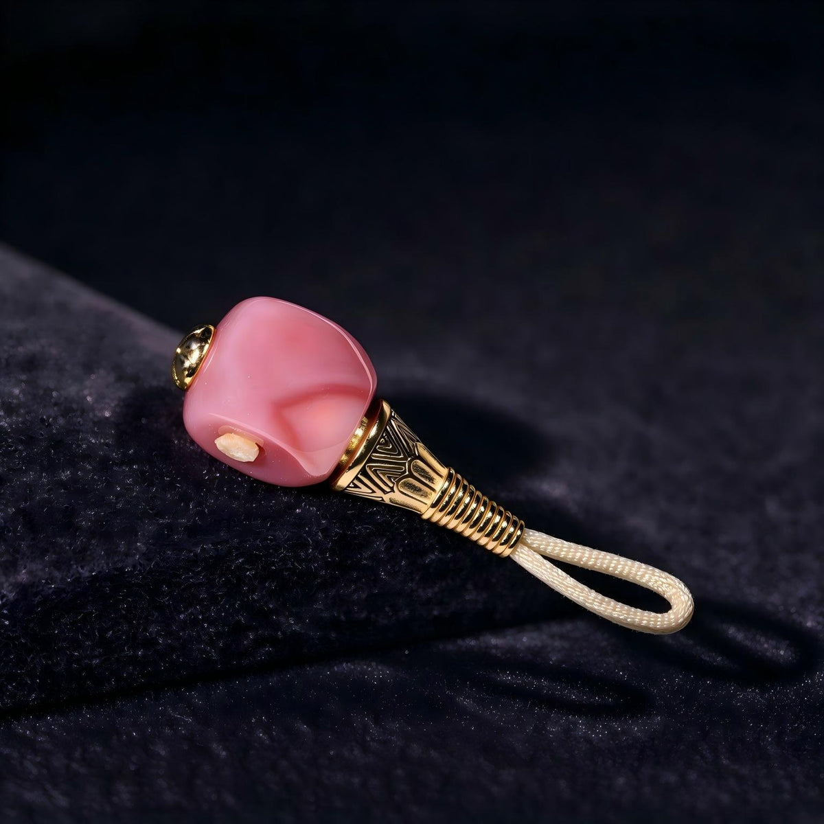ST-11 | Pink Dzi-Style Guru Bead - 10.4 mm