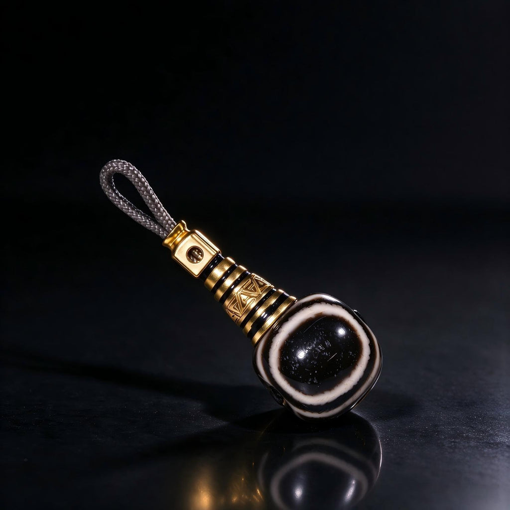ST-19 | Black Guru Bead with Copper Detail - 13.6 mm