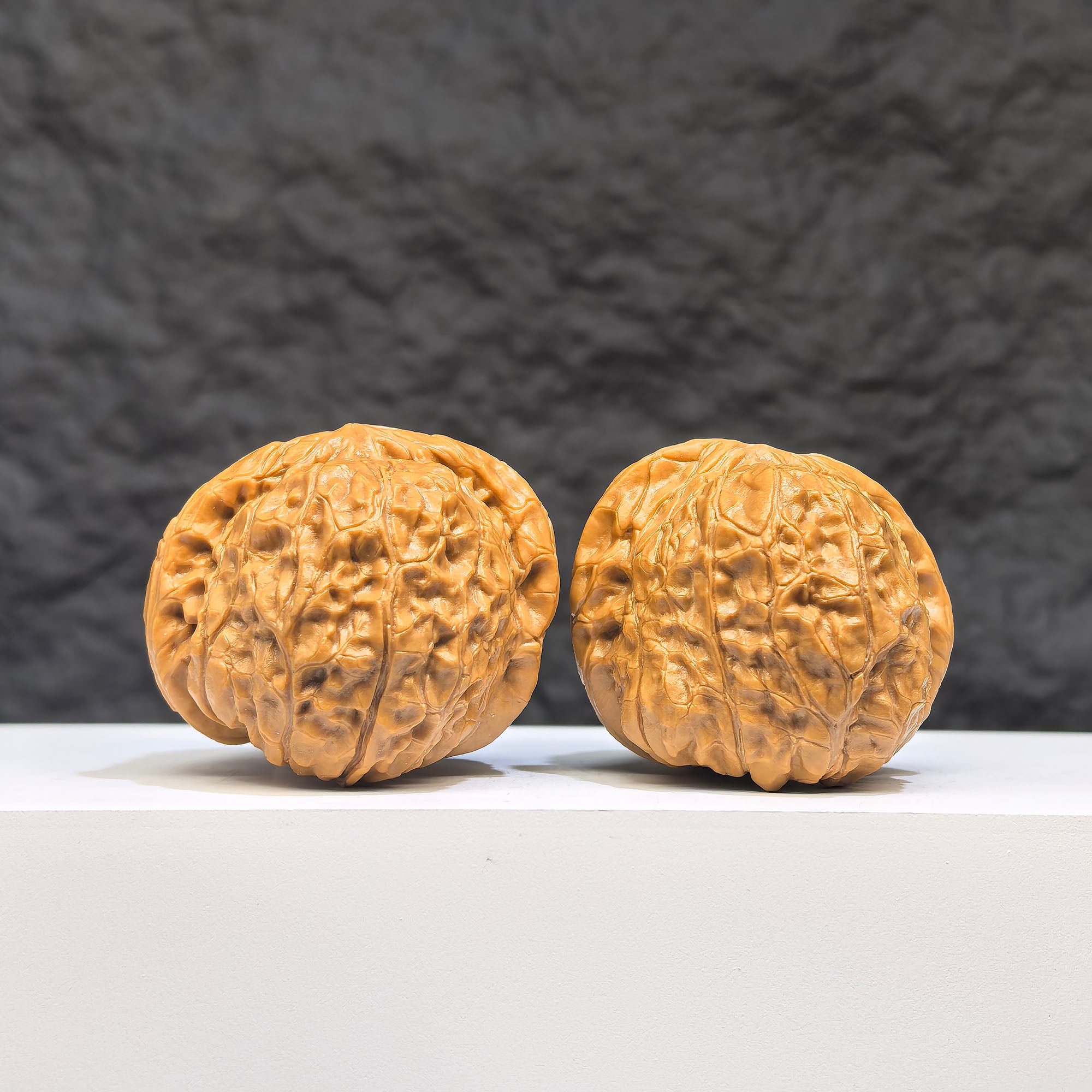 Pair of Pumpkin Pier Wenwan Walnuts by Wenwan Art, 40mm x 42mm, showcasing detailed carved pumpkin design.