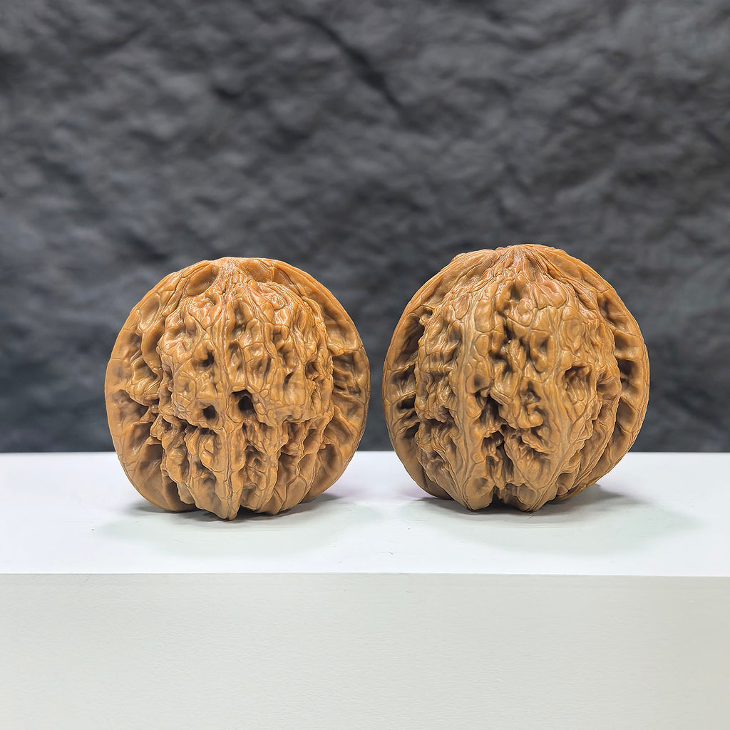 Pair of North China General Shoulder Wenwan walnuts from Wenwan Art, 40mm, featuring natural walnut texture and smooth polished surface.