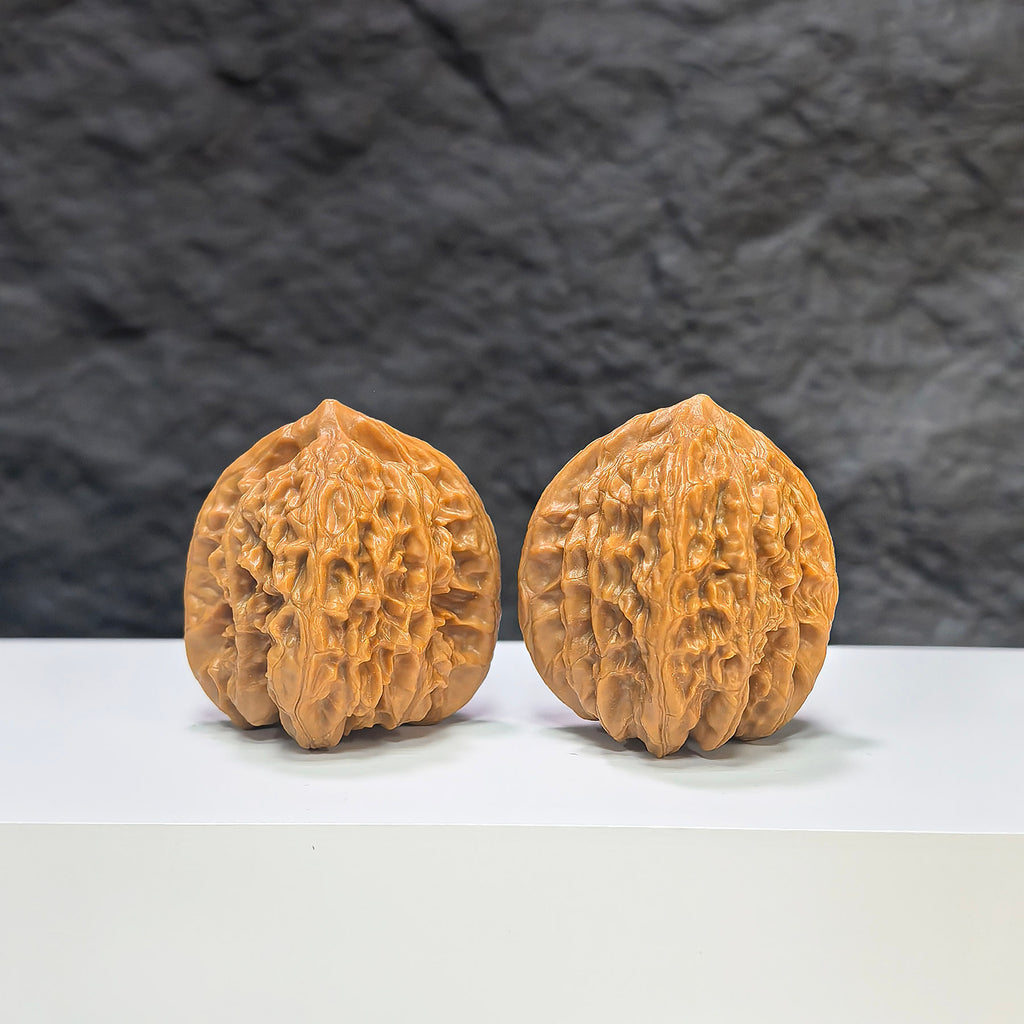 Pair of Xiayunling Classic Wenwan walnuts from Wenwan Art, 36mm size, showcasing detailed natural walnut surface.