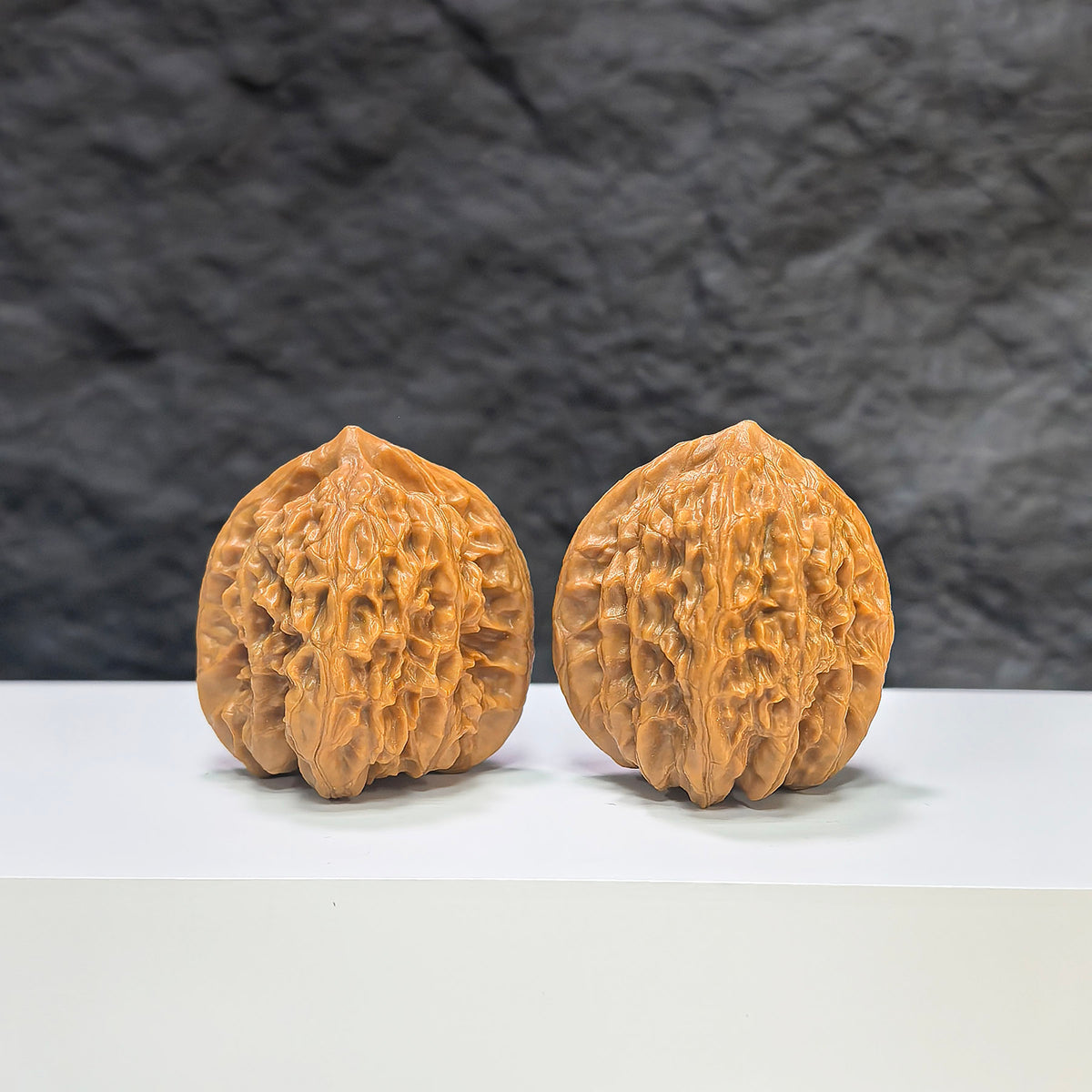 Pair of Xiayunling Classic Wenwan walnuts from Wenwan Art, 36mm size, showcasing detailed natural walnut surface.
