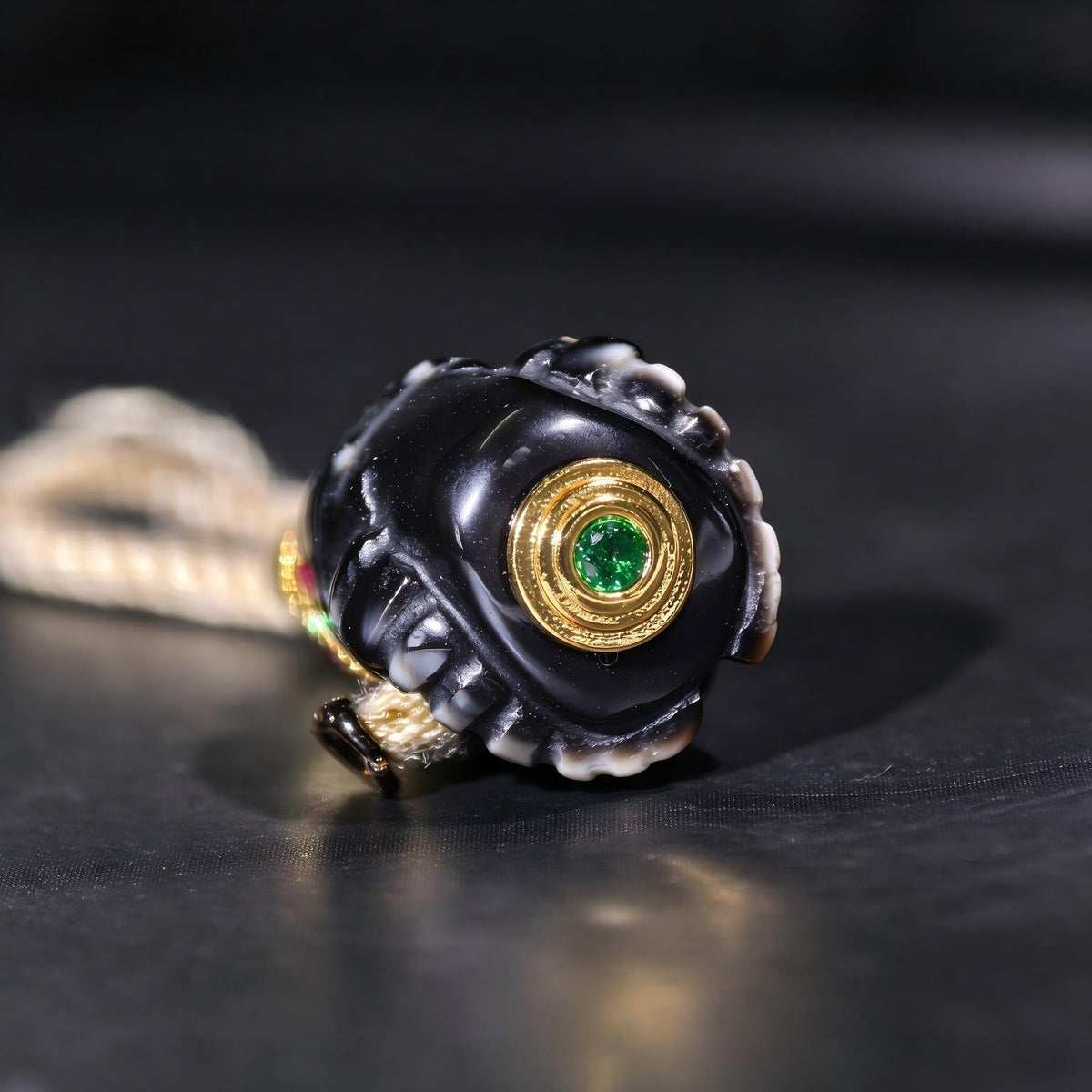Copper-accented Dzi-style beading component from ZenWenwan, 11.5 mm, featuring intricate design for jewelry making.
