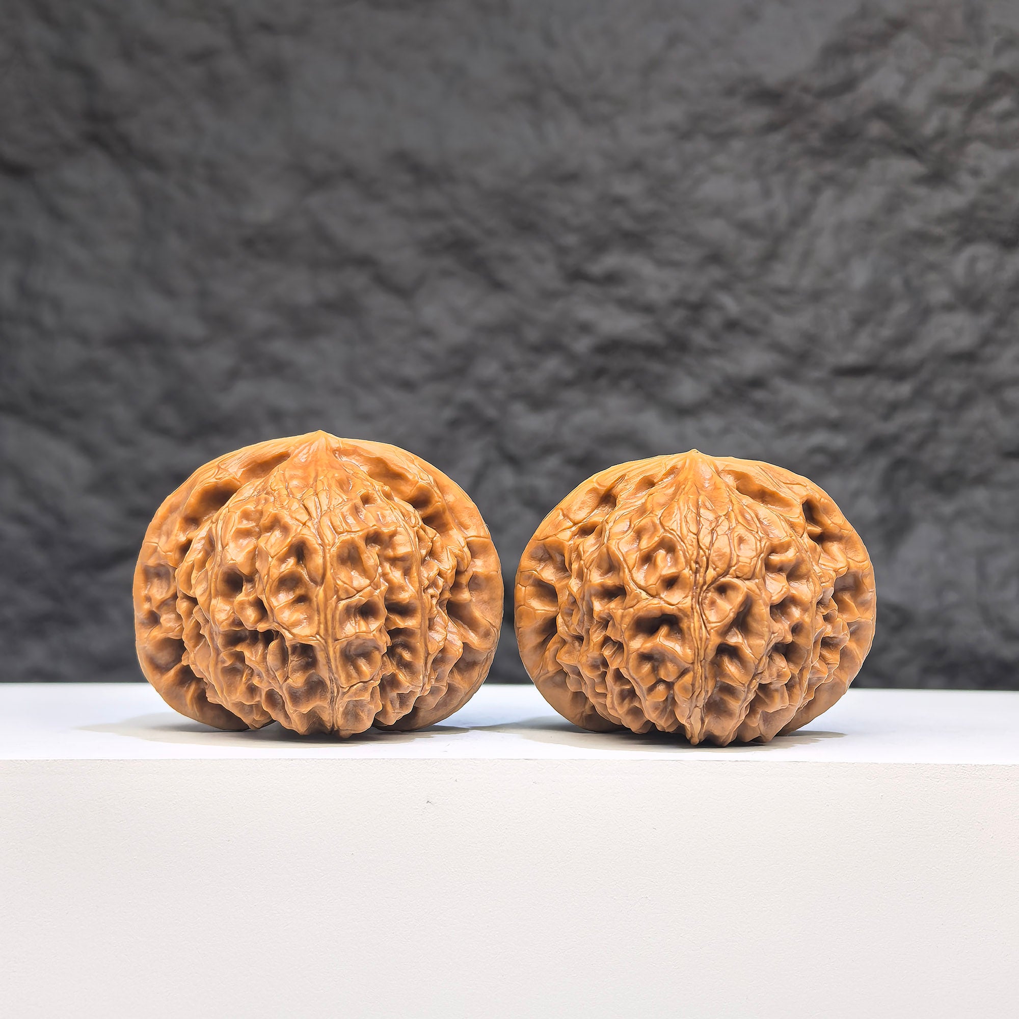 Pair of Palace Lantern Wenwan Walnuts from Wenwan Art, 41mm x 37mm, featuring intricate carvings and traditional design.
