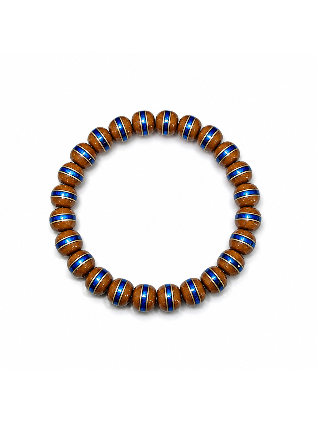 [Zen Collection] Solid Purple-Gold Nut Bracelet w/ Klein Blue & Brass Inlays (10mm) | 實心紫金鼠直金石手串 10mm 克萊因藍鑲嵌 現代時尚文玩手鍊