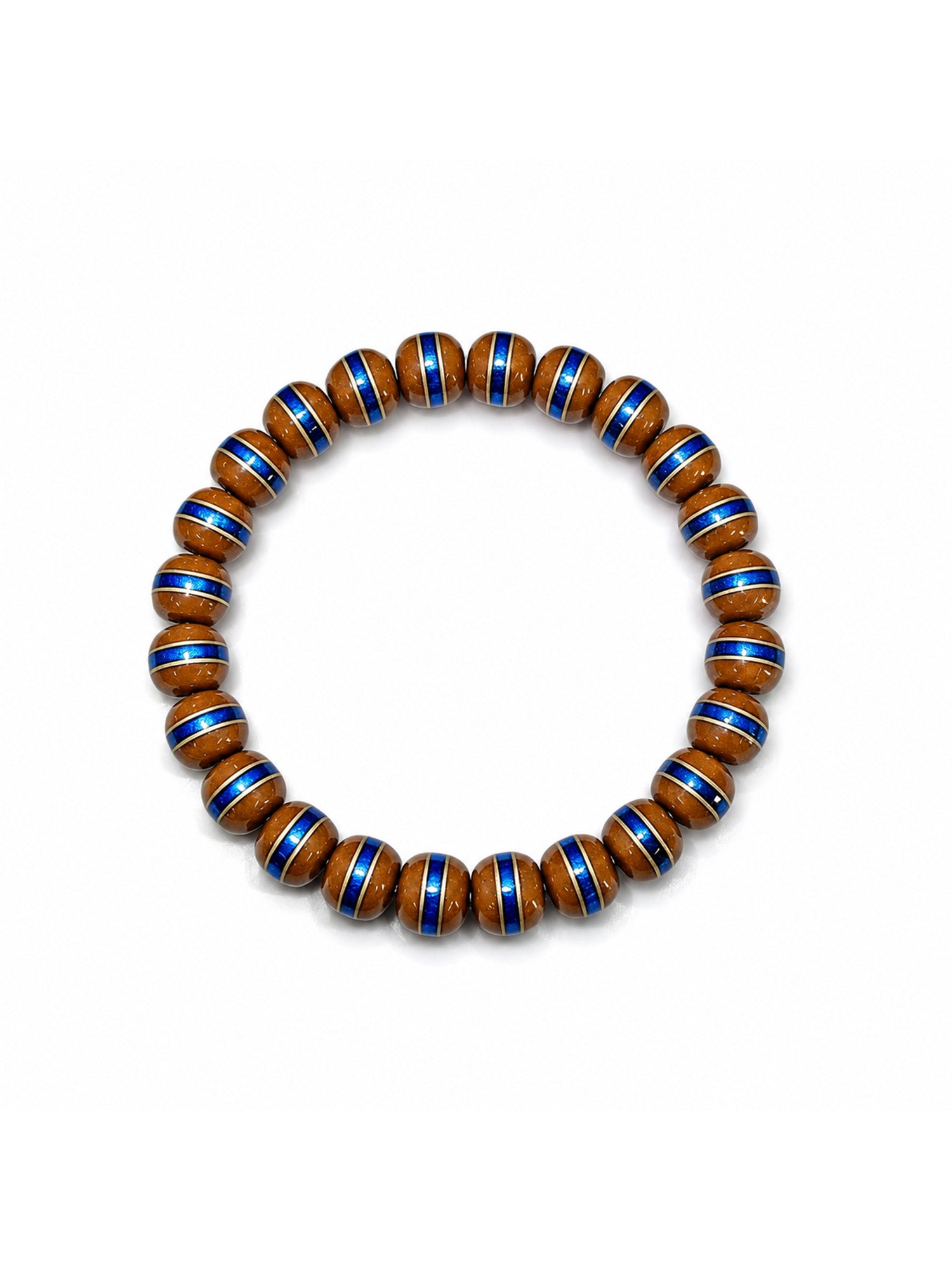 [Zen Collection] Solid Purple-Gold Nut Bracelet w/ Klein Blue & Brass Inlays (10mm) | 實心紫金鼠直金石手串 10mm 克萊因藍鑲嵌 現代時尚文玩手鍊