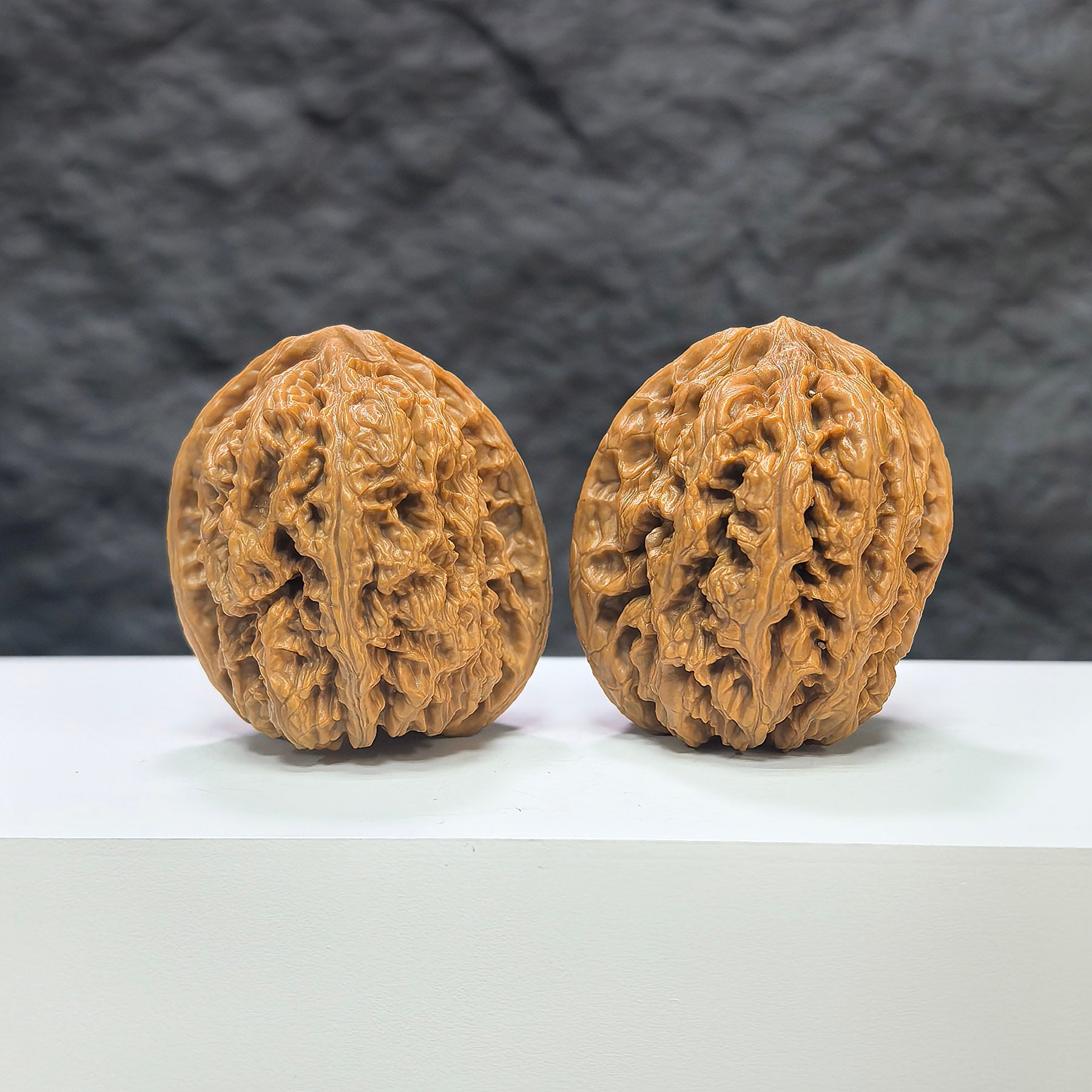 Pair of North China General Shoulder Crippled Foot Wenwan walnuts from Wenwan Art, 39mm x 40mm, featuring unique natural walnut shapes.