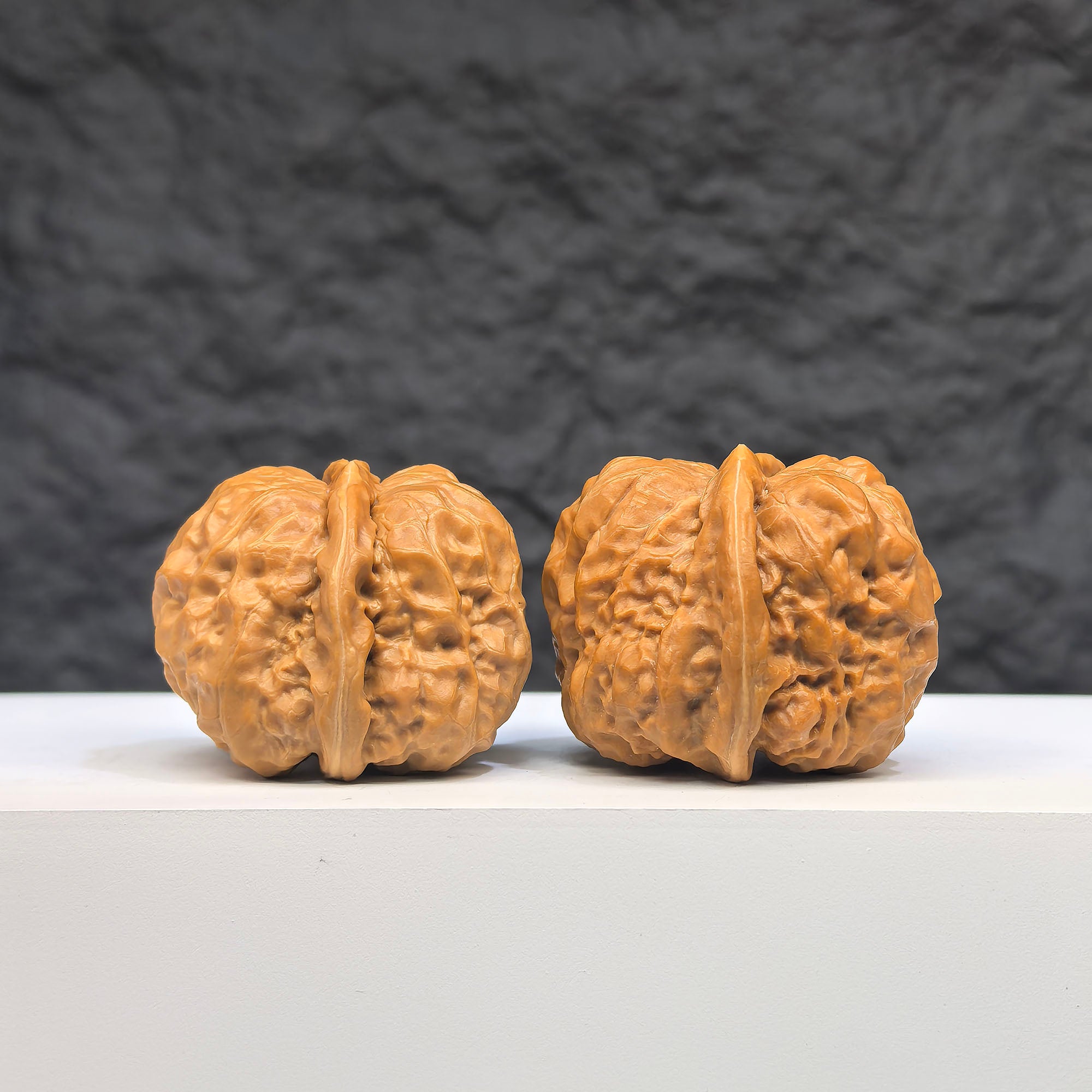 Pair of Toad Crystal Frog Wenwan Walnuts from Wenwan Art, 36mm x 39mm, featuring detailed crystal frog carvings.