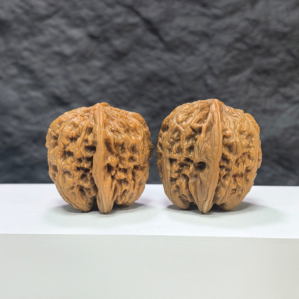 Pair of North China General Shoulder Wenwan Walnuts from Wenwan Art, 40mm, showcasing smooth, polished walnut pairs with intricate natural patterns.