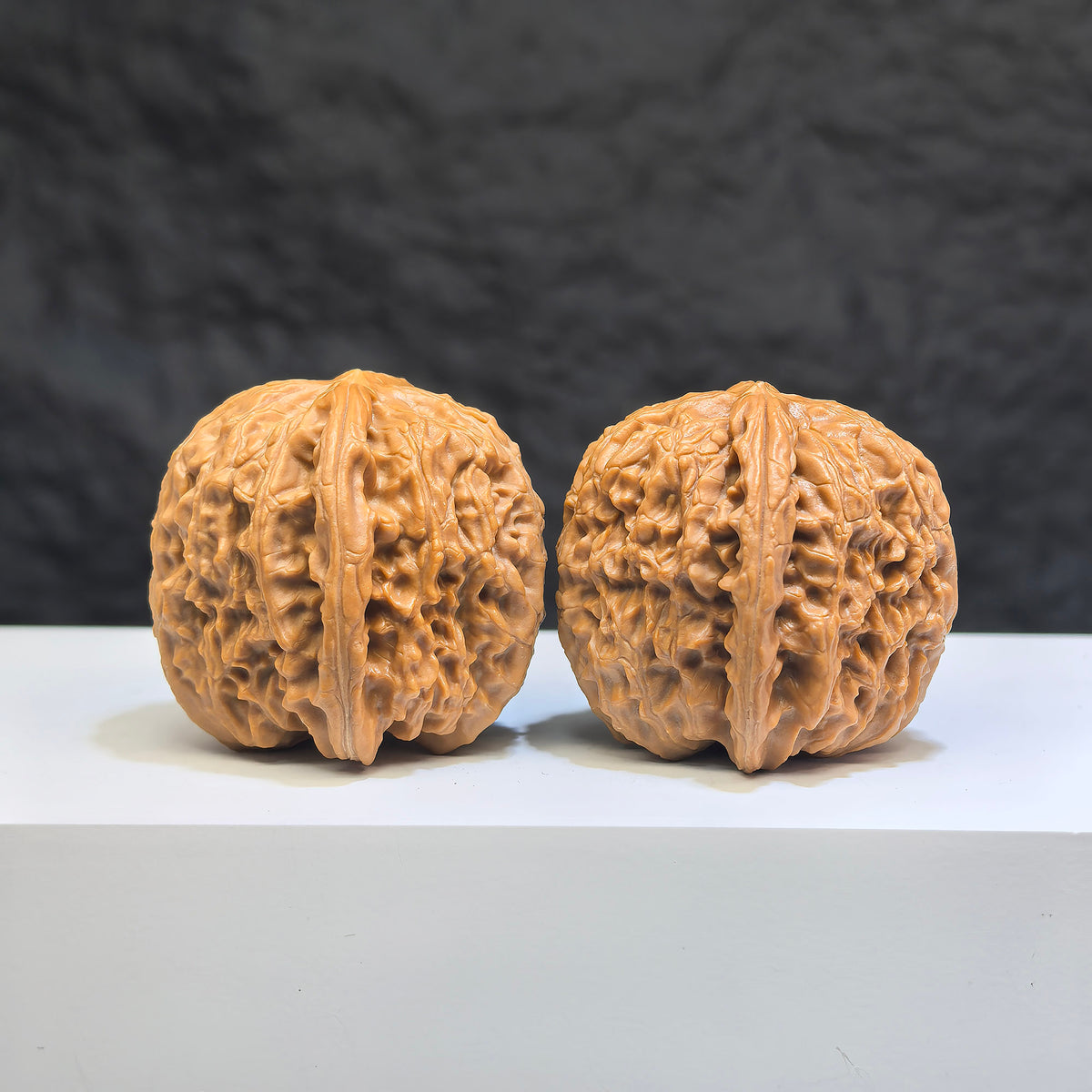 White Lion Wenwan Walnut pair by Wenwan Art, 36mm classic Chinese collectible walnuts with intricate carvings and natural wood grain.