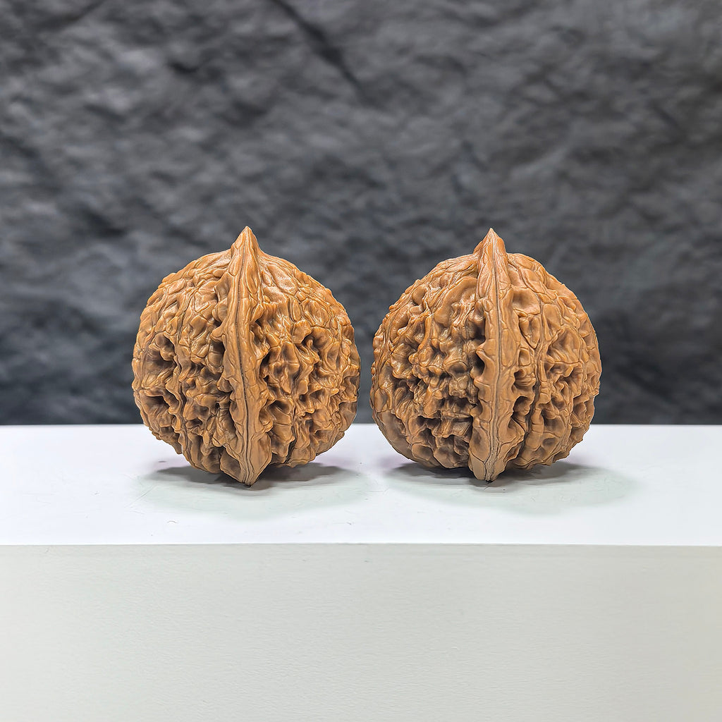 Pair of Wenwan Art Water Dragon Texture classic Wenwan walnuts with intricate water dragon design, measuring 37mm by 36mm.