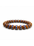 [Zen Collection] Solid Purple-Gold Nut Bracelet w/ Klein Blue & Brass Inlays (10mm) | 實心紫金鼠直金石手串 10mm 克萊因藍鑲嵌 現代時尚文玩手鍊