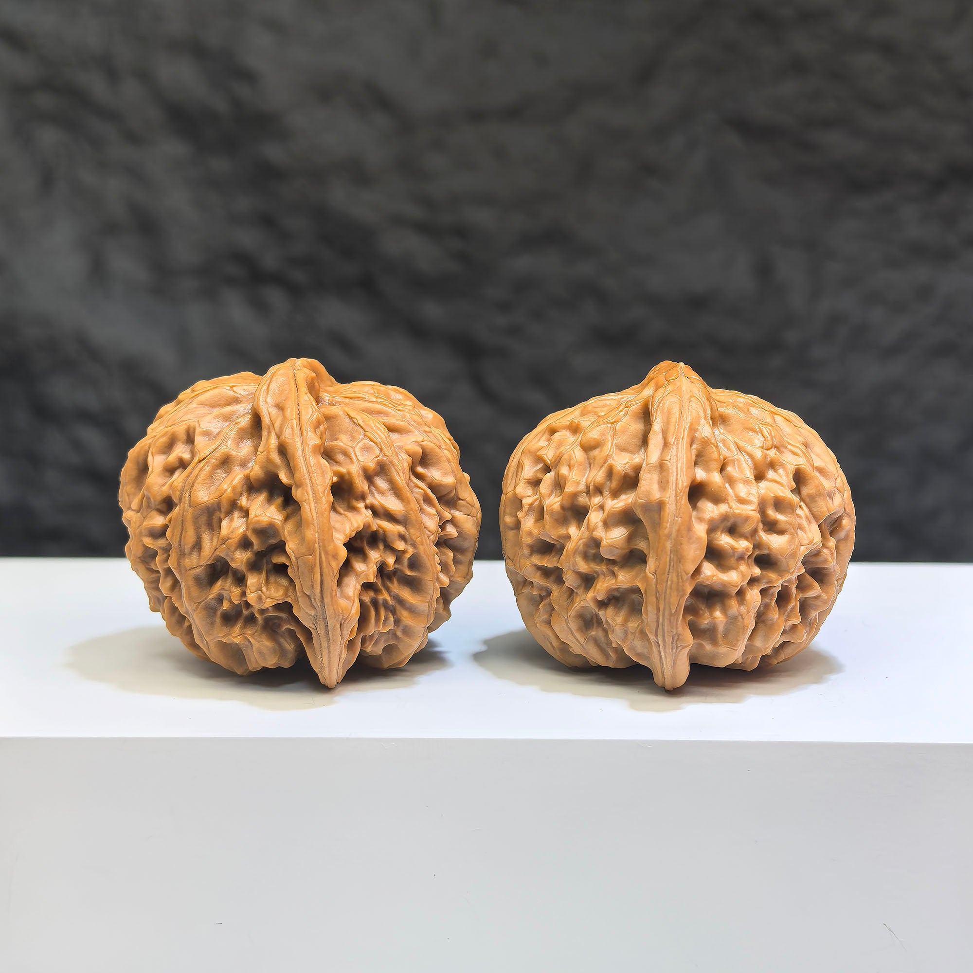Pair of Classic Scholar Wenwan Walnuts by Wenwan Art, hand-matched, spherical shape, 41mm x 38mm, featuring 球形宮燈 design.