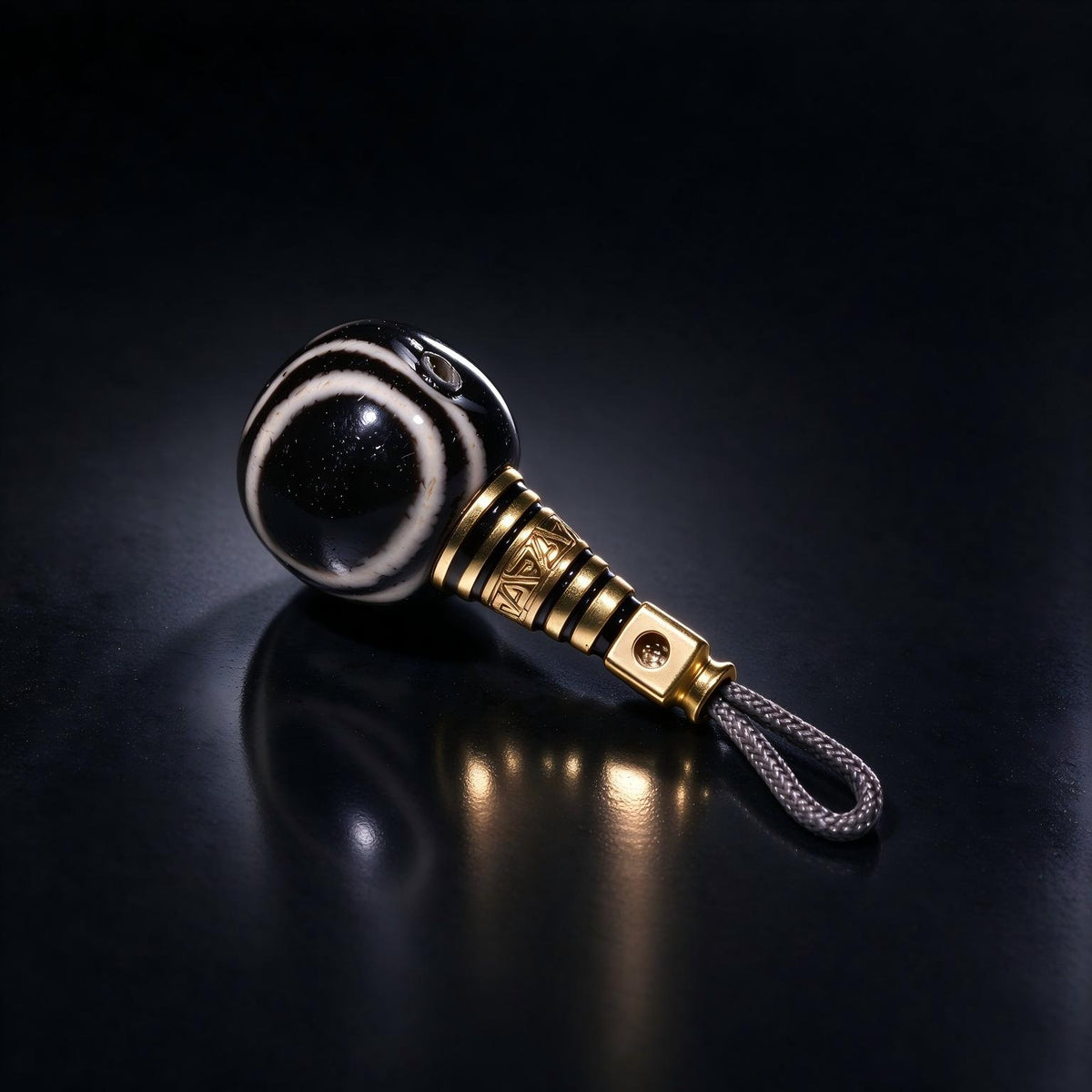 ST-19 | Black Guru Bead with Copper Detail - 13.6 mm
