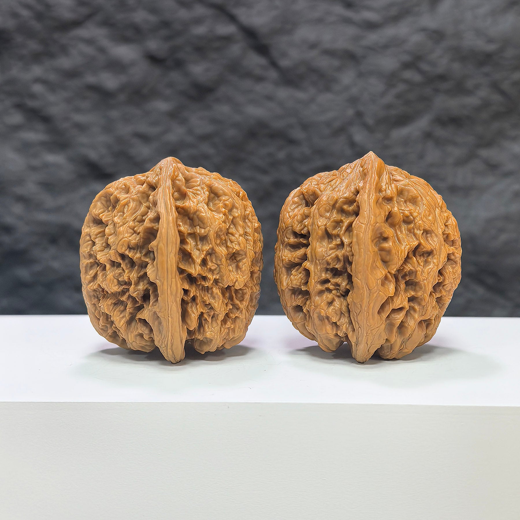 Pair of North China General Shoulder Crippled Foot Wenwan Walnuts from Wenwan Art, 39mm x 40mm, featuring unique natural walnut shapes.