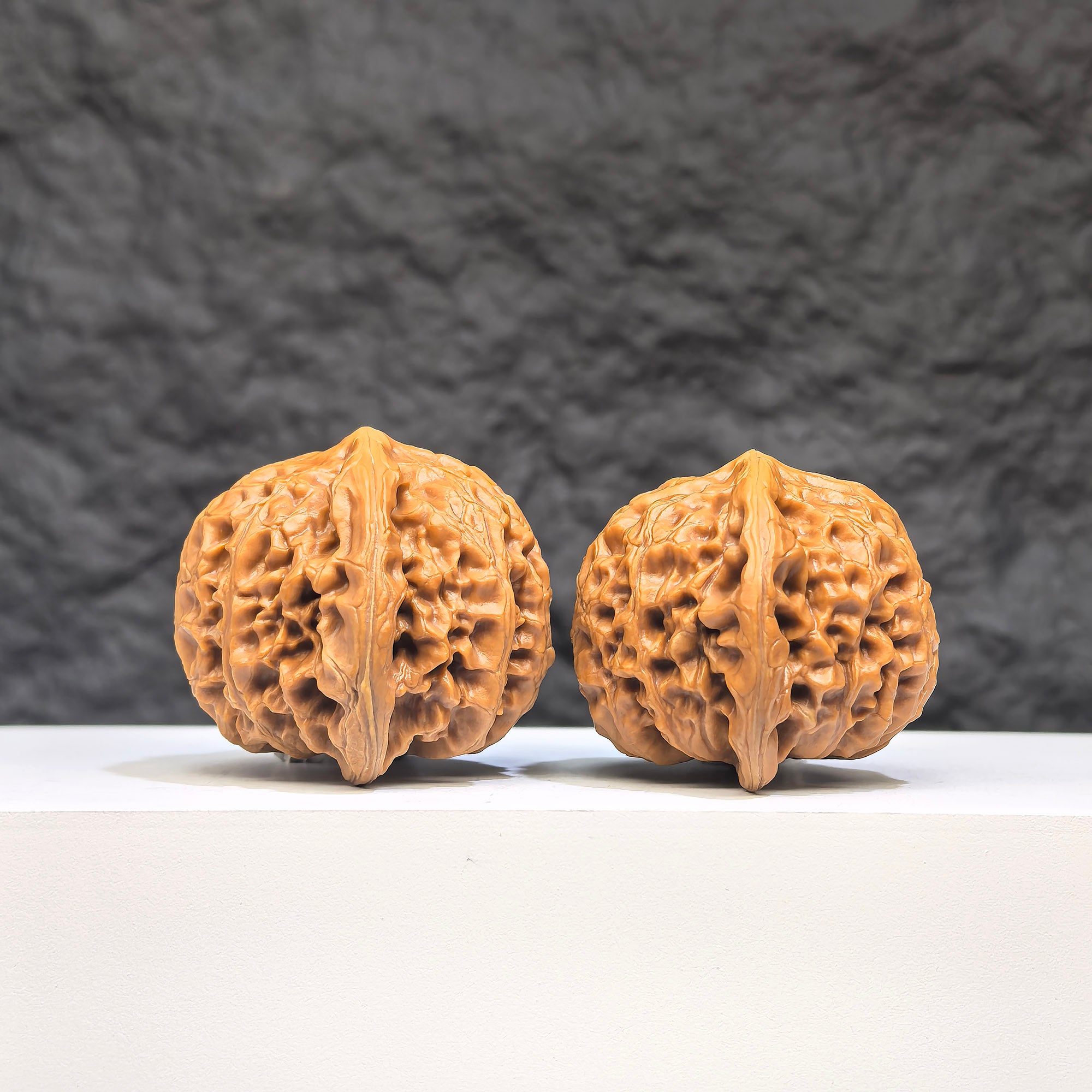Pair of Palace Lantern Wenwan walnuts by Wenwan Art, 41mm x 37mm, showcasing intricate carvings and traditional design.