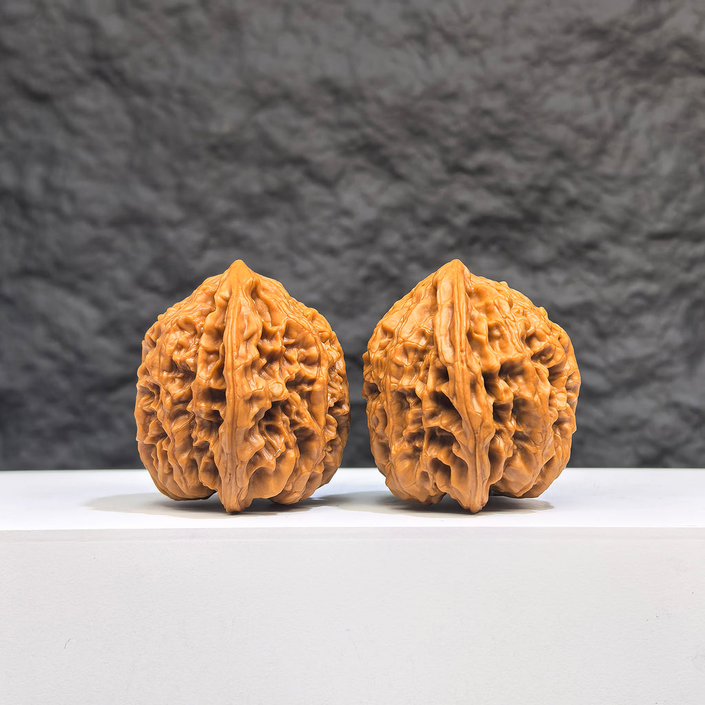 Selected grade Wenwan Art small bison walnut, 3.5x3.3cm, featuring smooth texture and natural wood grain details.