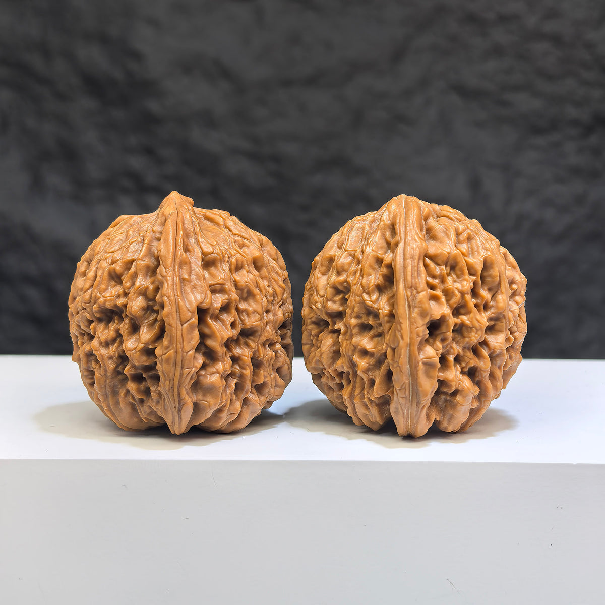 Wenwan Art Nanjiangstone Classic Wenwan Walnut pair, 38mm x 38mm, smooth polished walnut stones for collection or display.