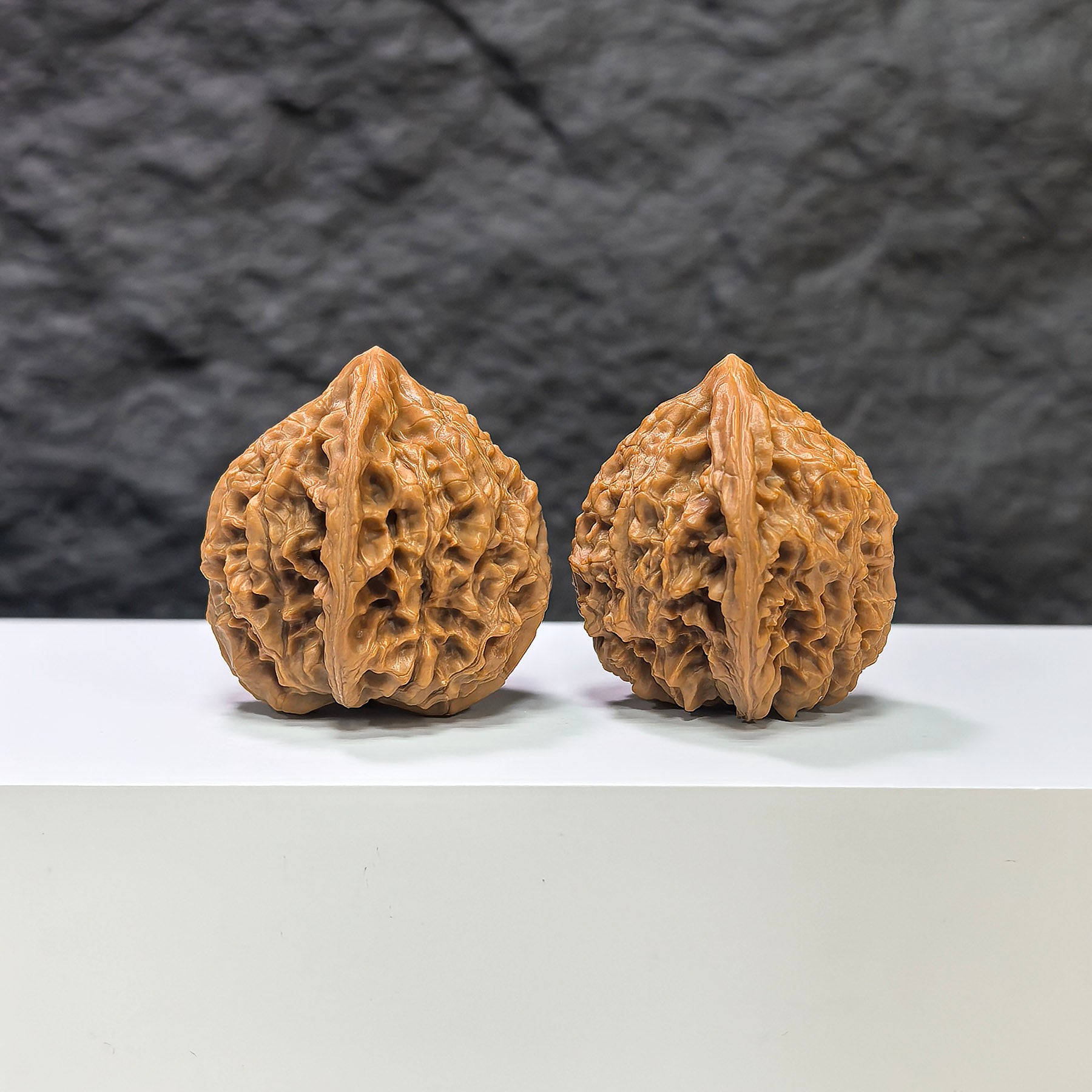 Pair of Golden Kylin Wenwan walnuts by Wenwan Art, 37mm, featuring intricate carvings and a rich golden finish.