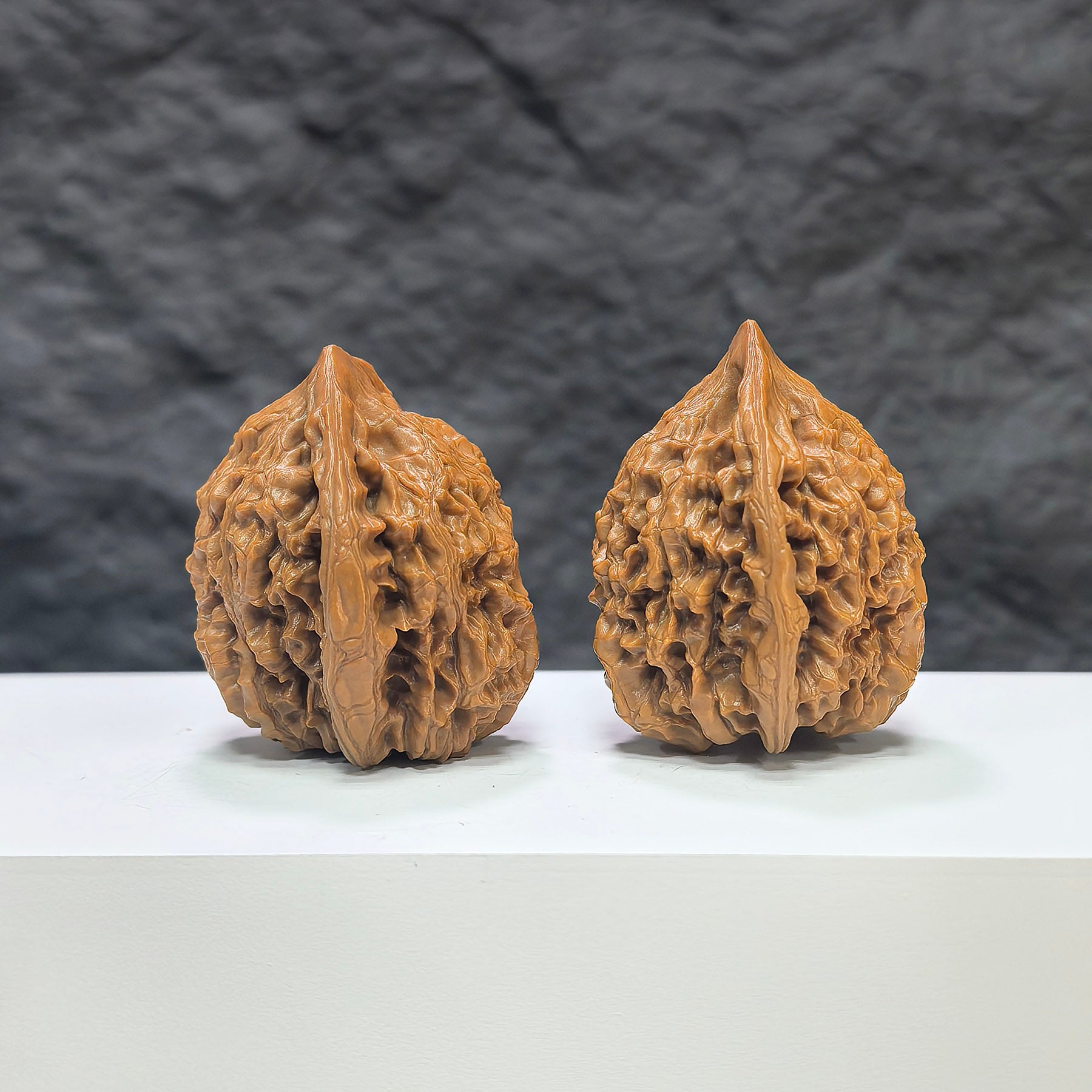 Three large Wenwan Art official hat-shaped walnuts, premium Wenwan walnuts, measuring 40mm by 36mm, showcasing detailed craftsmanship.