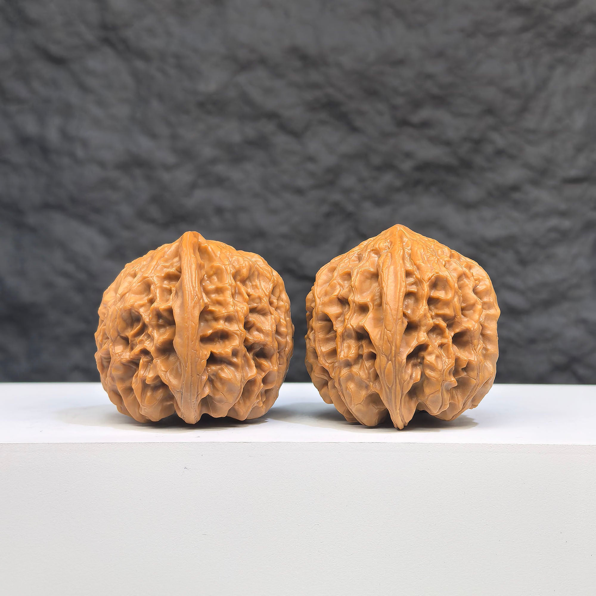 Selected grade Wild Bison Walnut for Wenwan art, 3.8cm by 3.7cm, showcasing smooth, polished natural walnut surface.