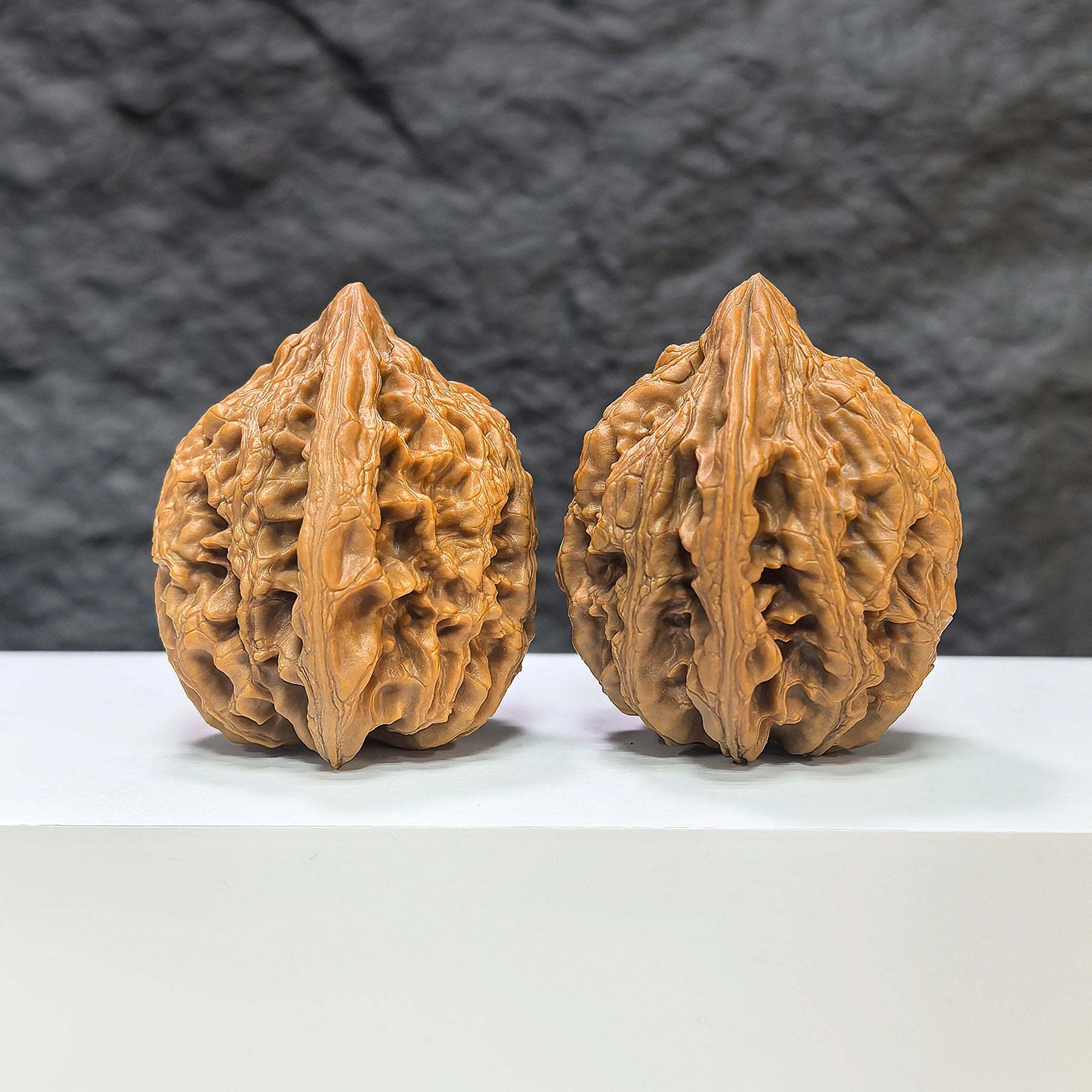 Pair of Sizuolou Classic Wenwan walnuts from Wenwan Art, featuring natural wood grain and smooth polished surface, 41mm size.