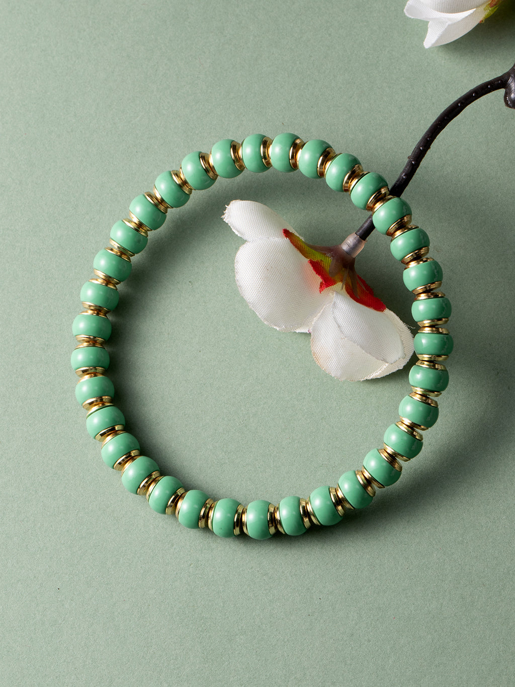 [Zen Collection] "Lumière" Turquoise Bead Bracelet w/ 18K Gold-Plated Brass Spacers (7mm) | 琉光綠松石手串 7mm 銅鍍金隔片 優雅疊戴時尚手鍊