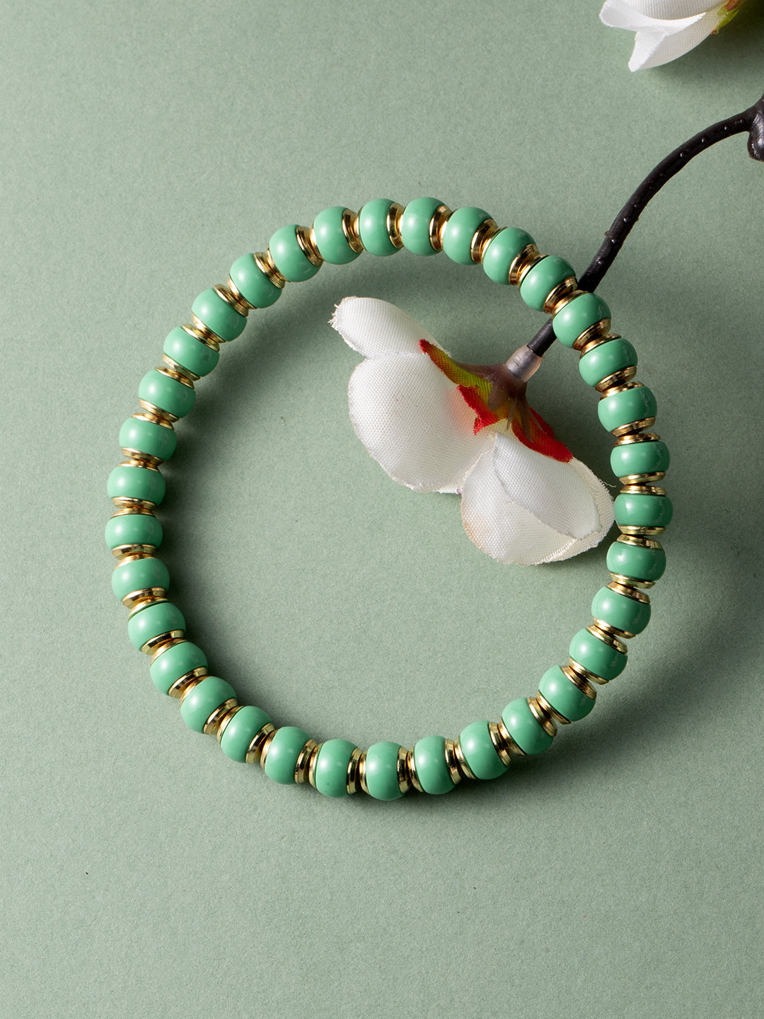 [Zen Collection] "Lumière" Turquoise Bead Bracelet w/ 18K Gold-Plated Brass Spacers (7mm) | 琉光綠松石手串 7mm 銅鍍金隔片 優雅疊戴時尚手鍊
