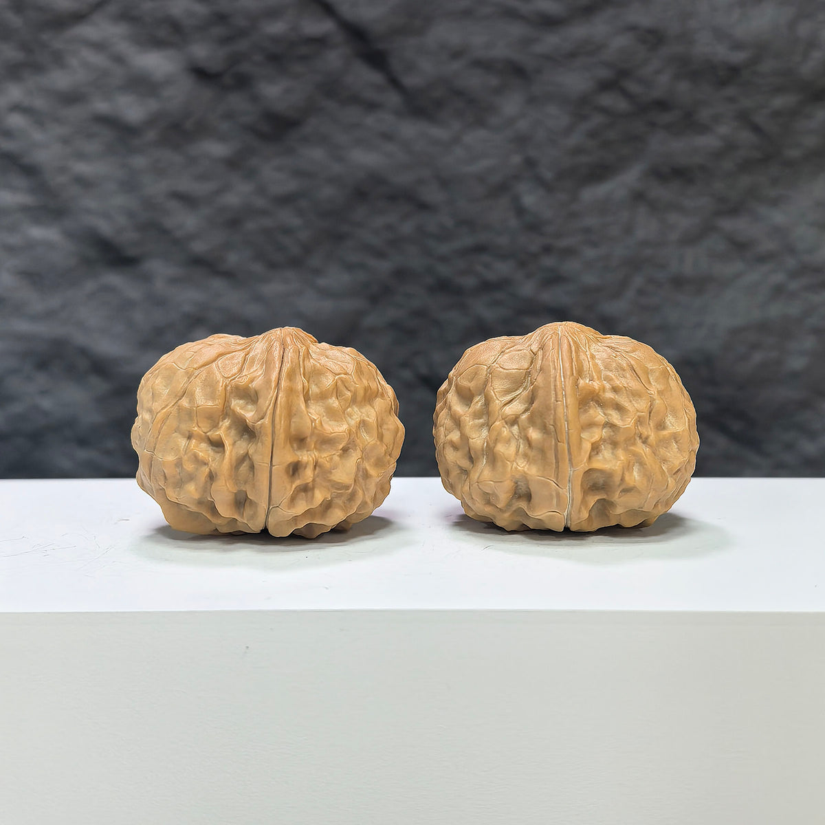 Golden Toad Vessel Wenwan Walnut pair by Wenwan Art, featuring detailed carvings, 35mm x 38mm classic Wenwan walnut collectibles.