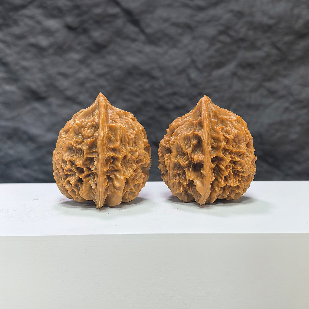 Pair of Wenwan Art Dragon Scale Classic Wenwan Walnuts, 36mm, featuring intricate dragon scale pattern and natural walnut texture.