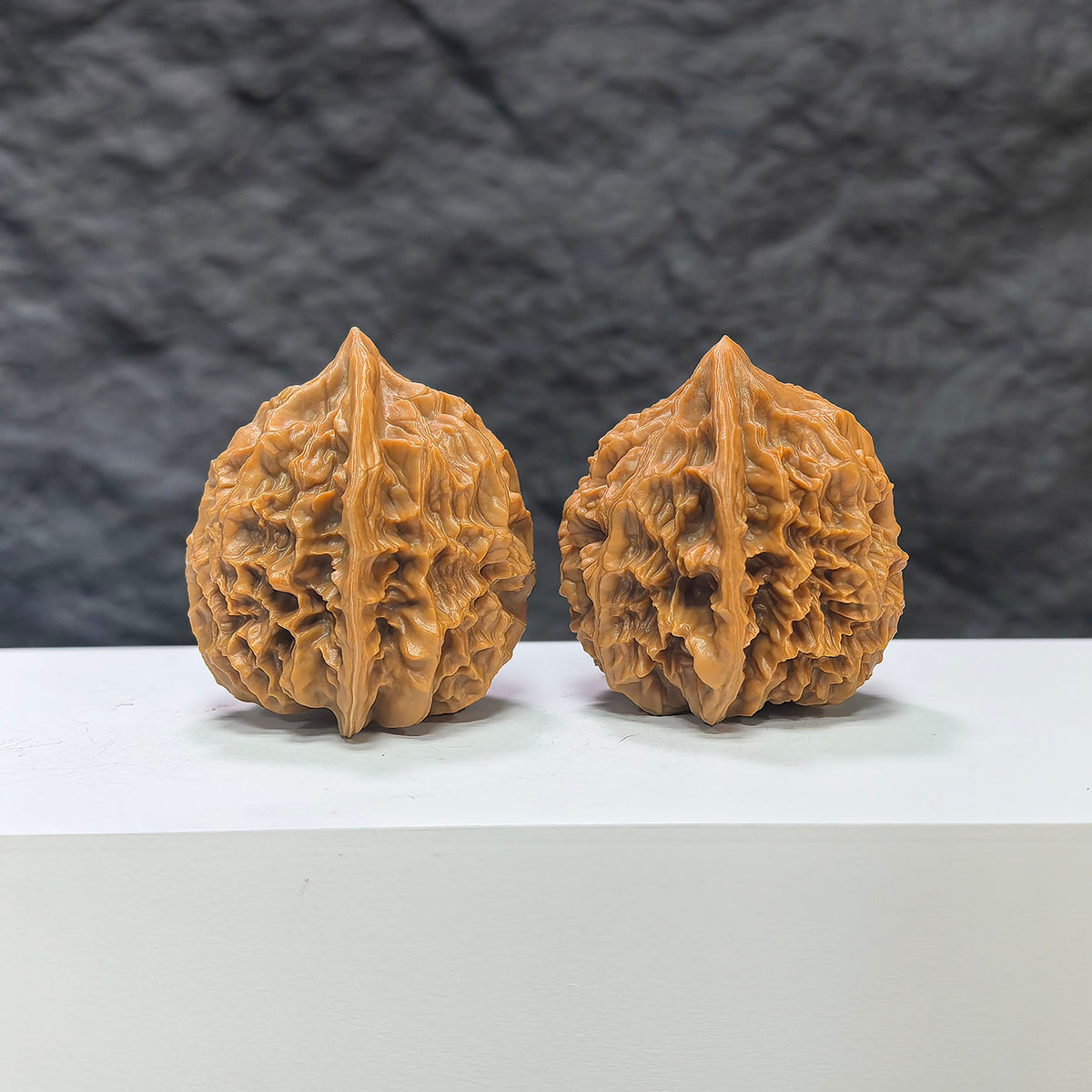 Pair of Wenwan Art Dragon Scale Classic Wenwan Walnuts, 36mm, featuring intricate dragon scale pattern and natural walnut texture.