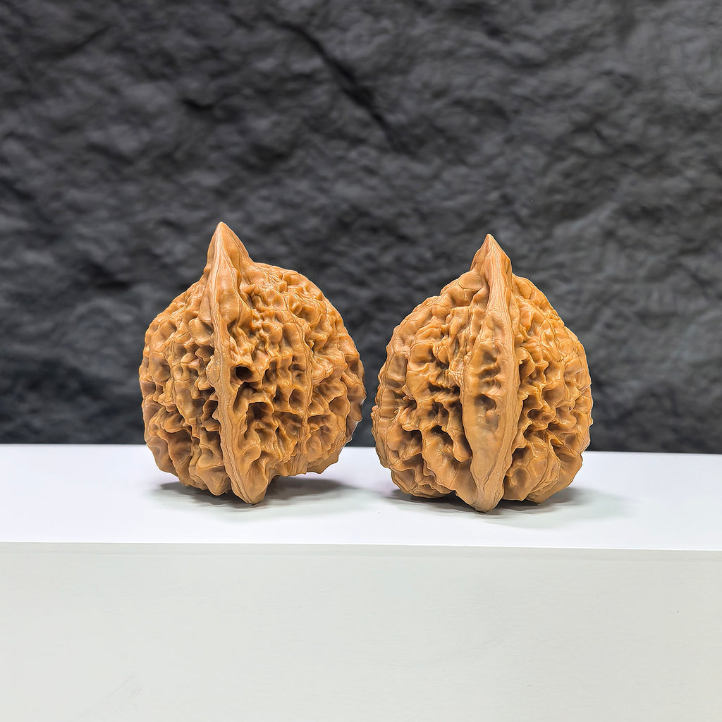 Official Wenwan Art classic walnut pair, 39mm x 36mm, featuring detailed carvings and traditional craftsmanship.