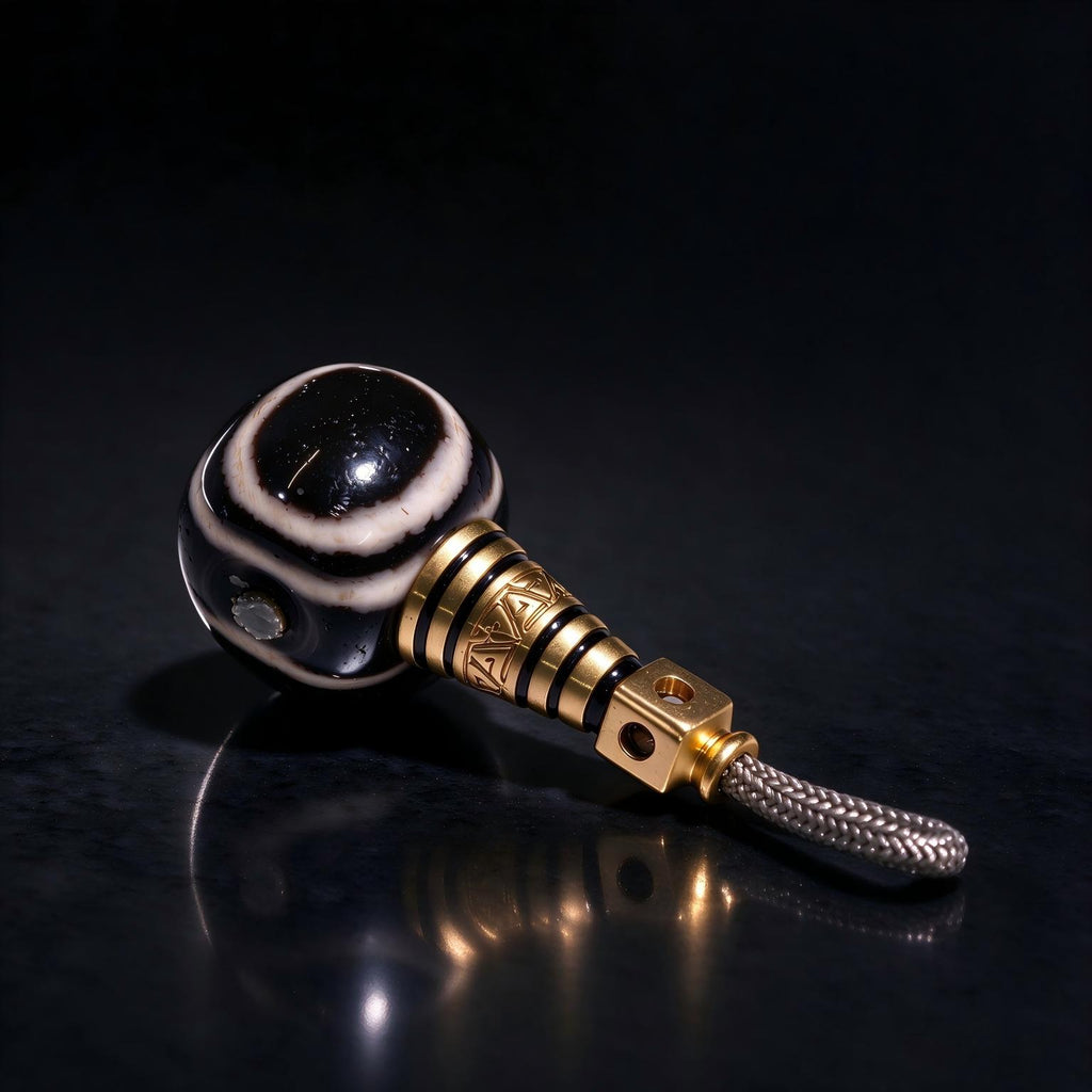 ST-19 | Black Guru Bead with Copper Detail - 13.6 mm