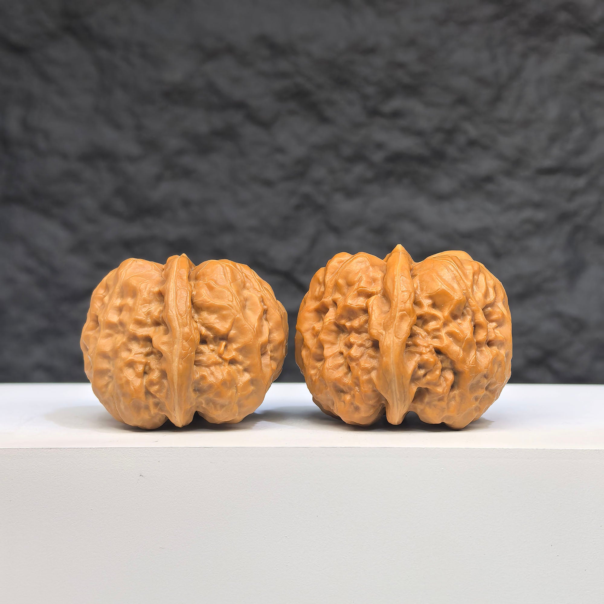 Wenwan Art Toad Crystal Frog Wenwan Walnut pair, 36mm x 39mm, featuring detailed frog and toad carvings on natural walnut.
