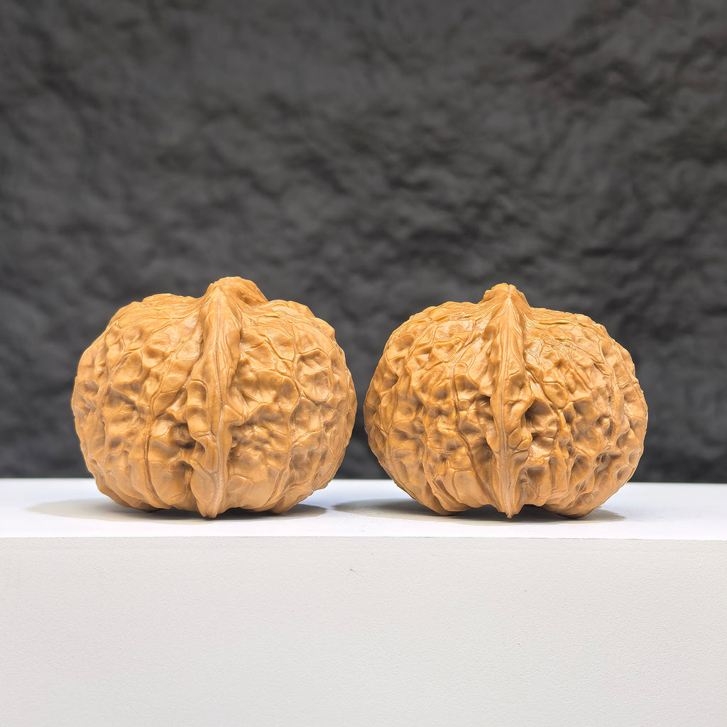 Small Pumpkin Pier Wenwan Walnut pair from Wenwan Art, 39mm x 42mm, featuring miniature pumpkin design and intricate craftsmanship.