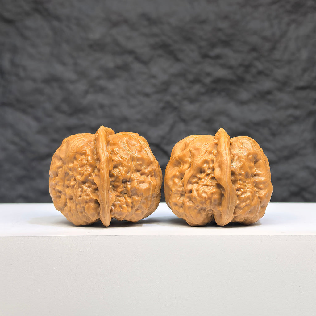 Wenwan Art Toad Crystal Frog Wenwan Walnut pair, 32mm x 36mm, detailed carved water crystal frogs, collectible jewelry stones
