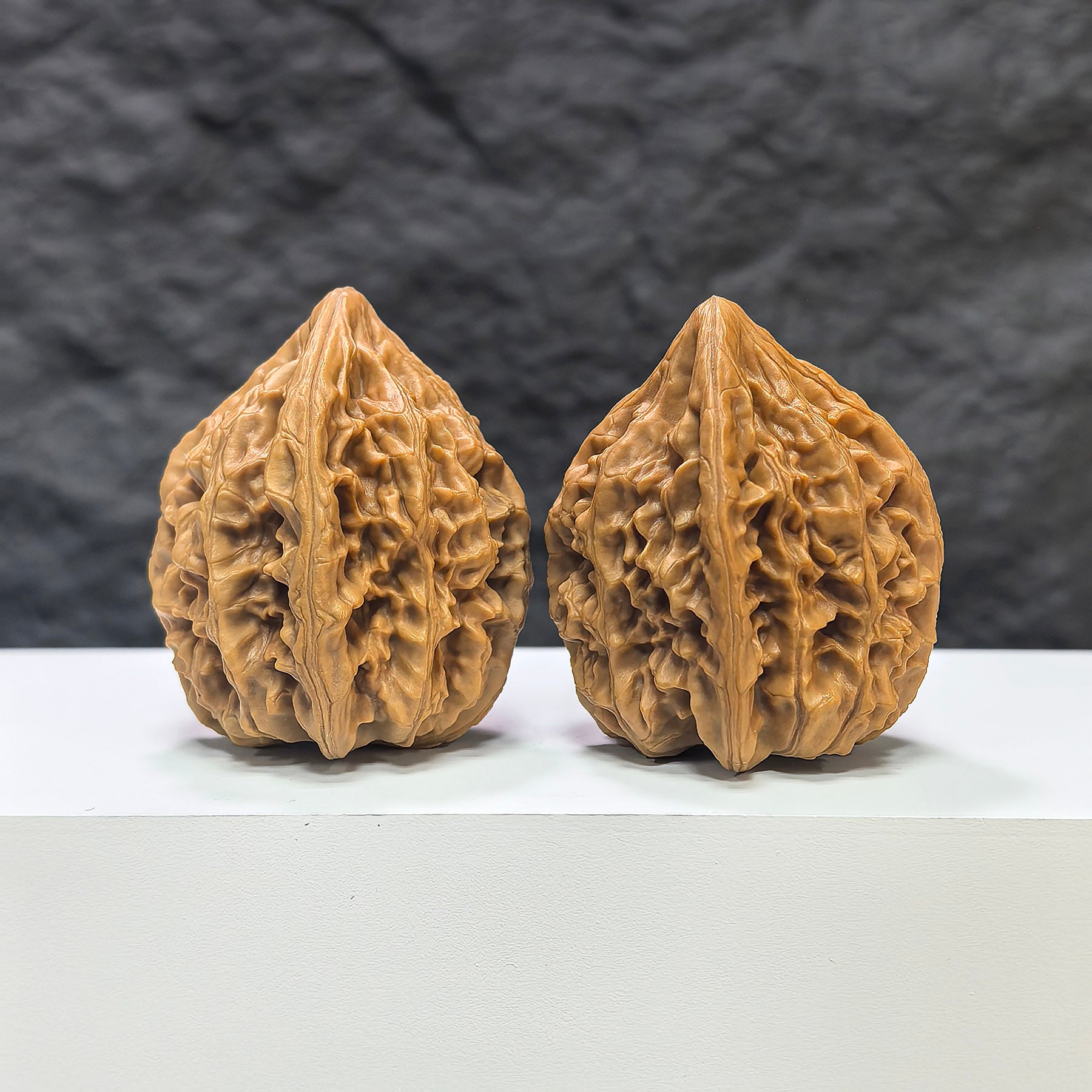 Pair of Beijing Chicken Heart Wenwan walnuts from Wenwan Art, featuring 41mm x 40mm classic walnut specimens.