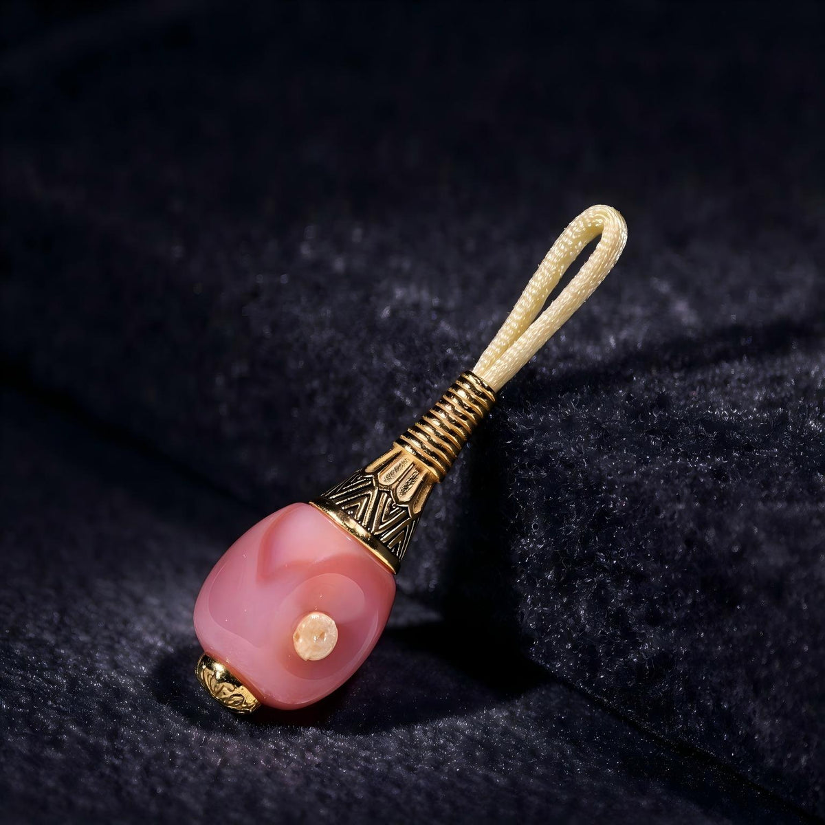 ST-11 | Pink Dzi-Style Guru Bead - 10.4 mm